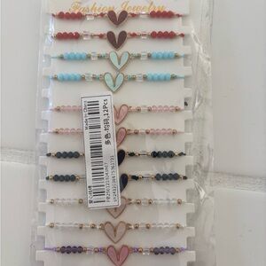 12pc Heart Charm Friendship Bracelets Set Easter Basket Stuffers Party Favors
